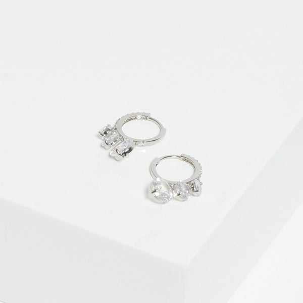 Jon Richard Rhodium Plated Cubic Zirconia Crystal Charm Earrings