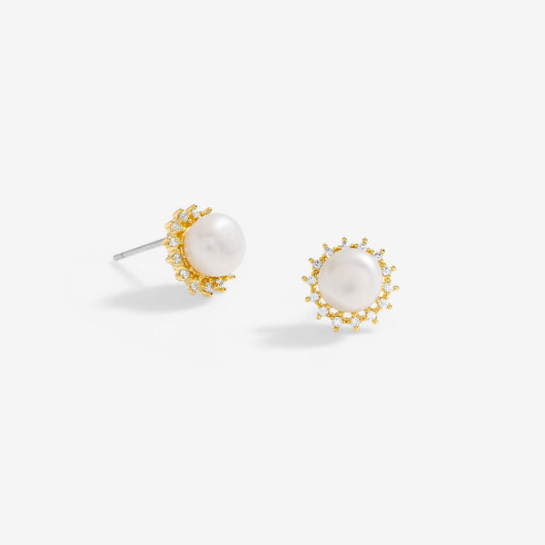 Jon Richard Gold Plated Cubic Zirconia And Pearl Mini Stud Earrings