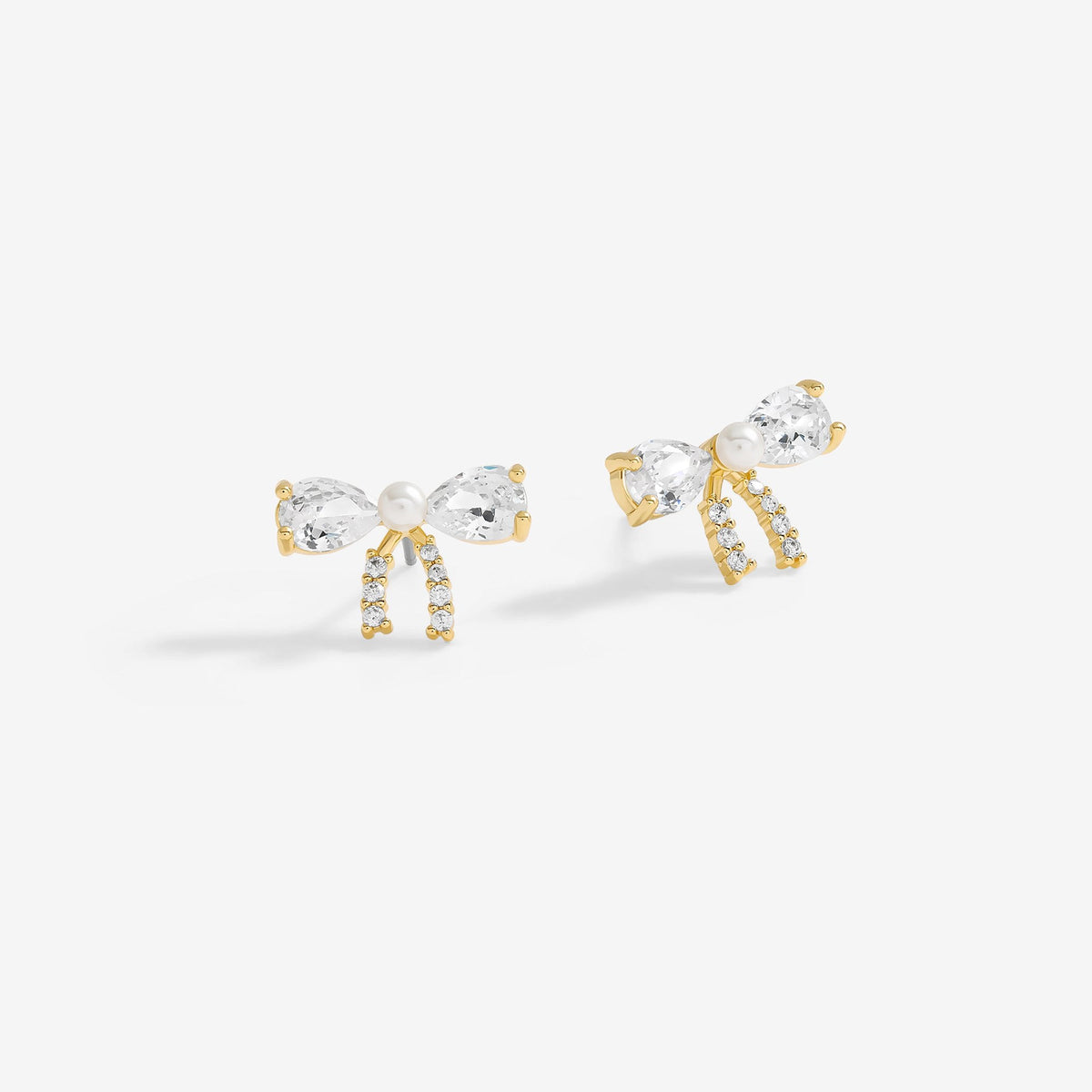 Jon Richard Gold Plated Cubic Zirconia And Pearl Bow Earrings