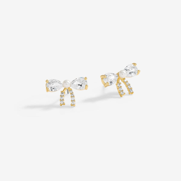 Jon Richard Gold Plated Cubic Zirconia And Pearl Bow Earrings
