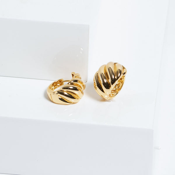 Jon Richard Gold Plated Large Ridge Hoop Earrings
