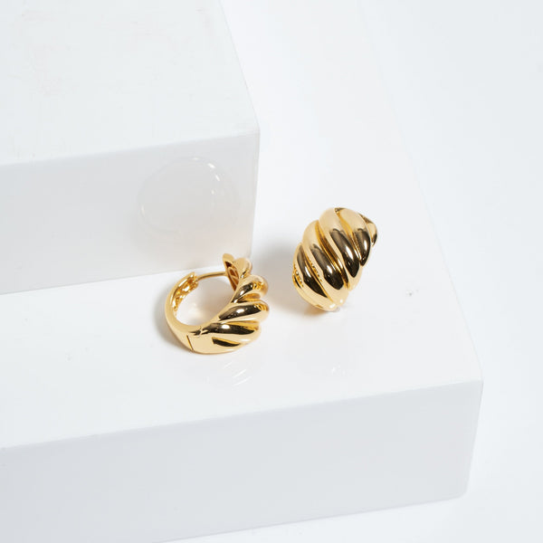 Jon Richard Gold Plated Large Ridge Hoop Earrings