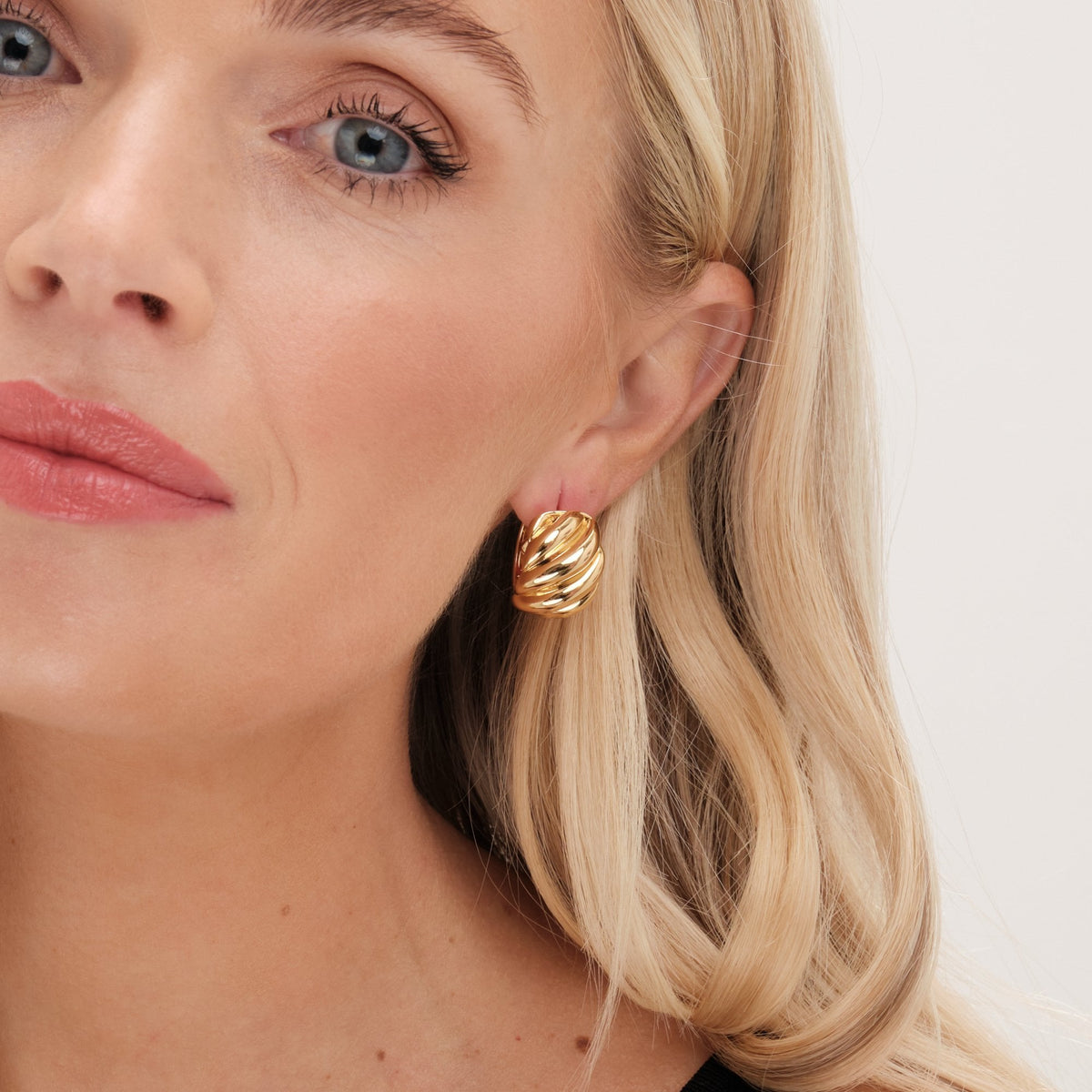 Jon Richard Gold Plated Large Ridge Hoop Earrings