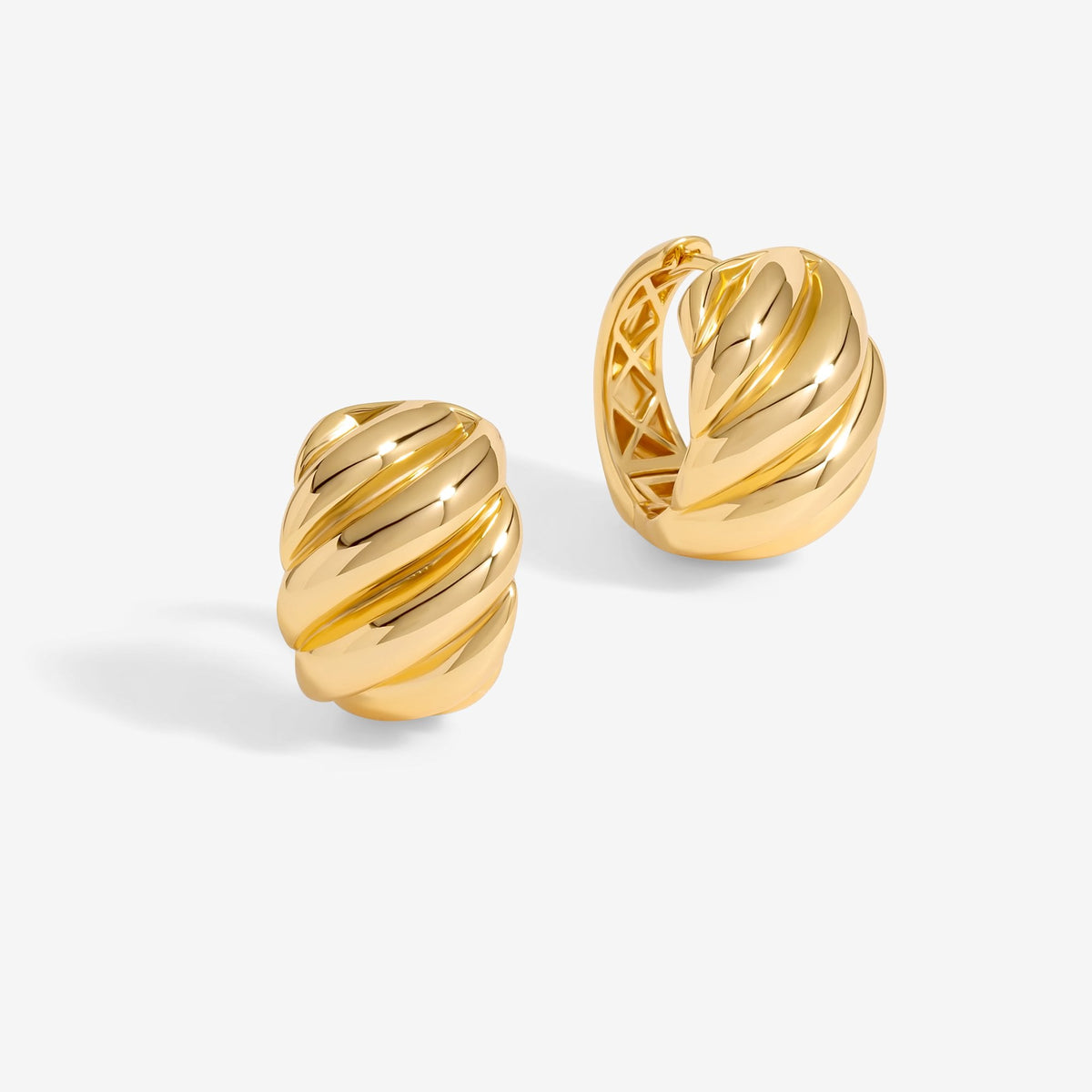 Jon Richard Gold Plated Large Ridge Hoop Earrings