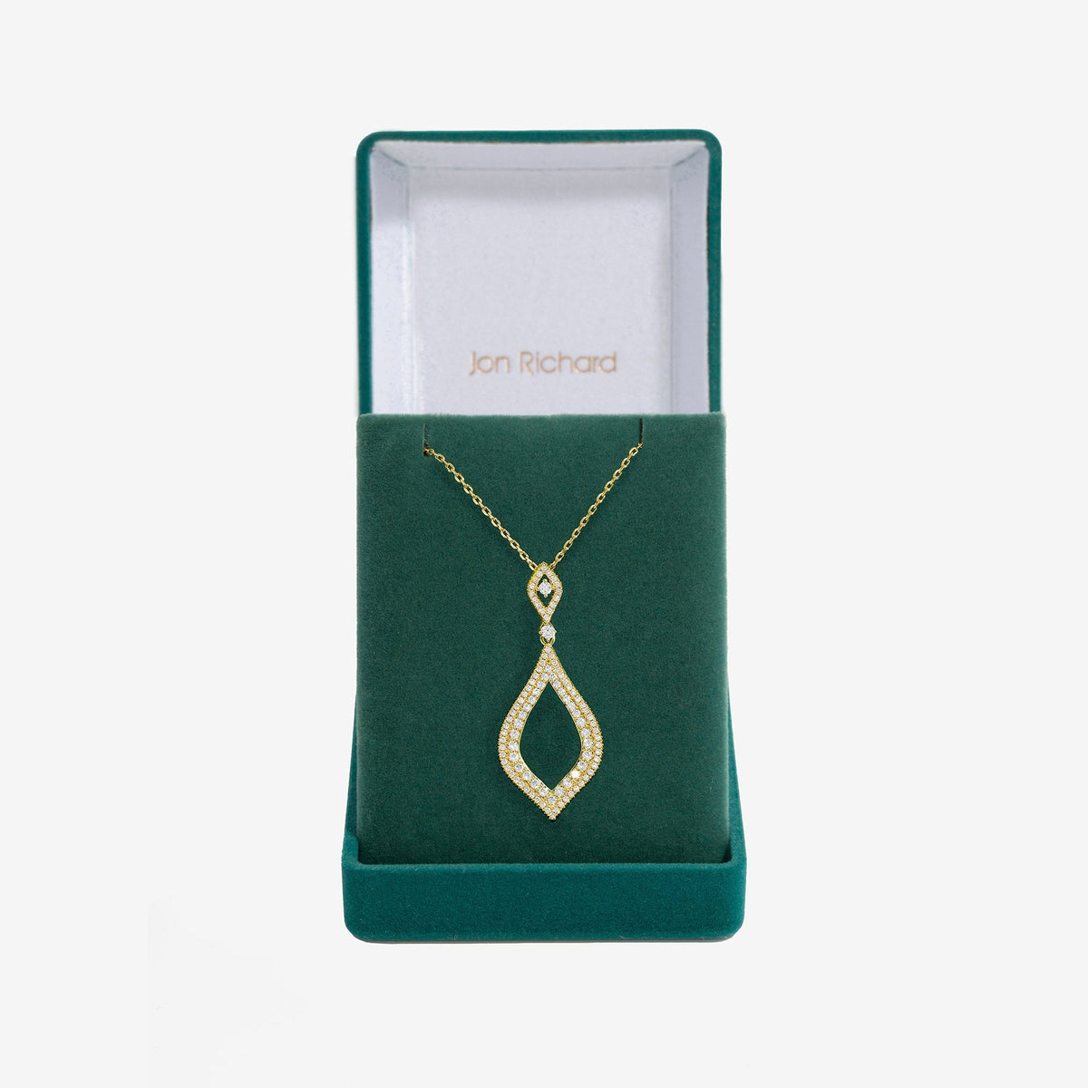 Jon Richard Gold Plated Cubic Zirconia Open Pear Pendant Necklace - Gift Boxed