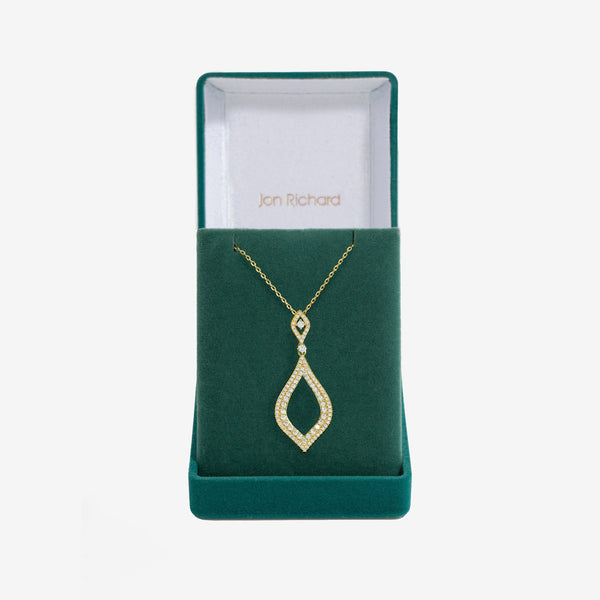 Jon Richard Gold Plated Cubic Zirconia Open Pear Pendant Necklace - Gift Boxed