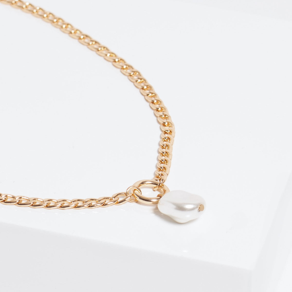 Jon Richard Gold Plated Baroque Pearl Chain Pendant Necklace
