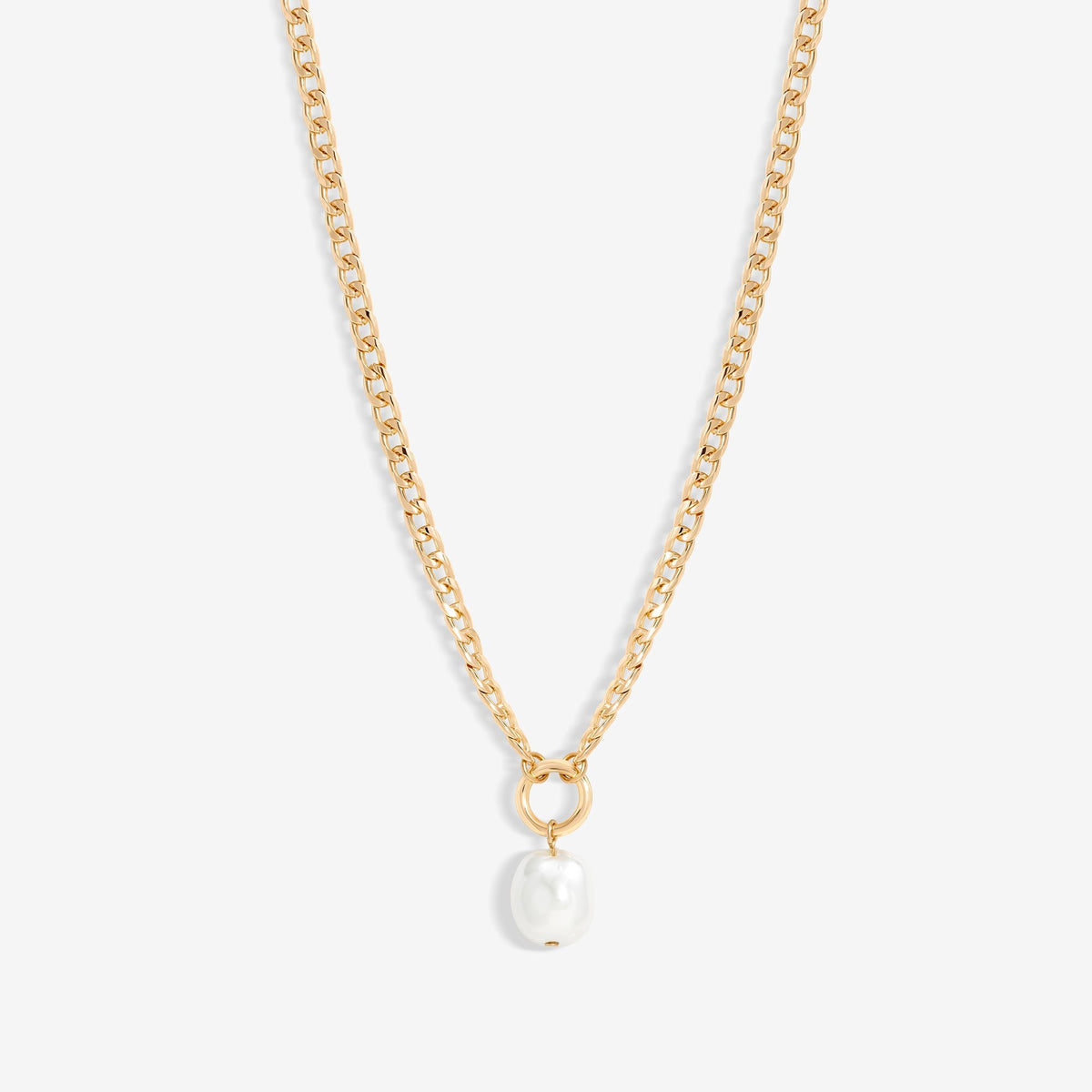 Jon Richard Gold Plated Baroque Pearl Chain Pendant Necklace
