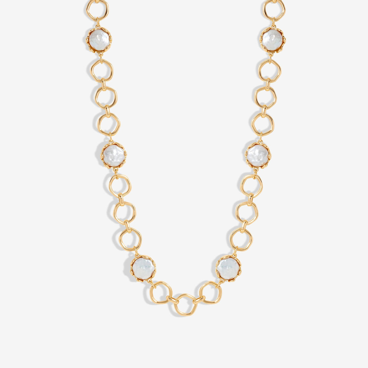 Jon Richard Gold Plated And Baroque Pearl Polished Chain Necklace
