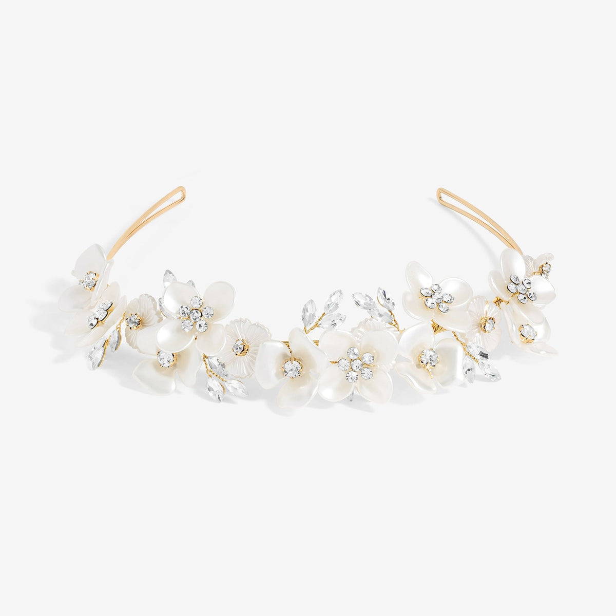 Jon Richard Gold Plated White Floral And Crystal Headband