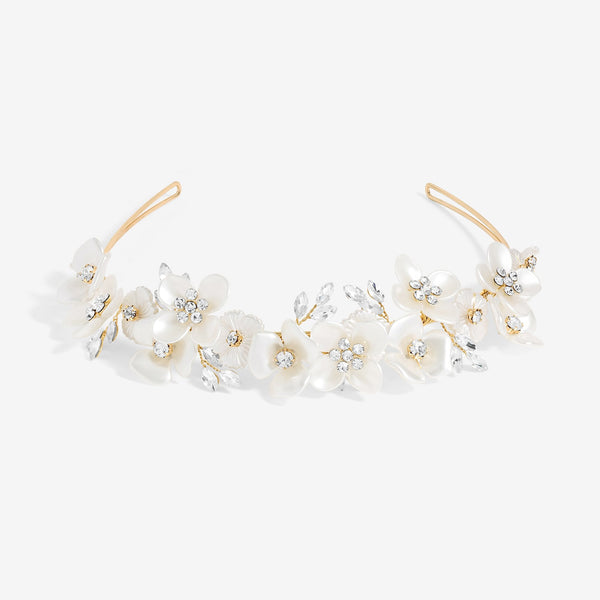 Jon Richard Gold Plated White Floral And Crystal Headband