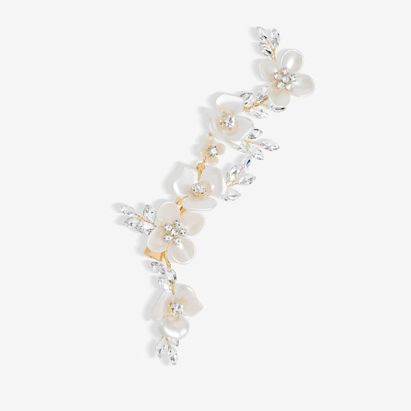 Jon Richard Gold Plated White Floral And Crystal Hair Slide