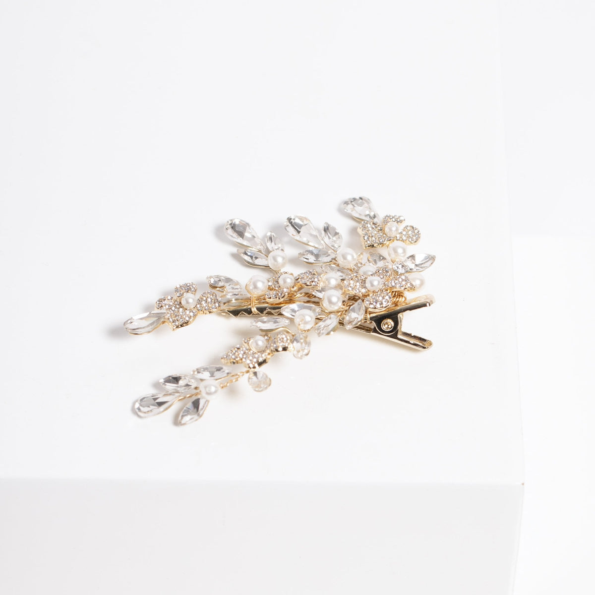 Jon Richard Gold Plated Crystal Spray Floral And Pearl Embellished Hair Slide