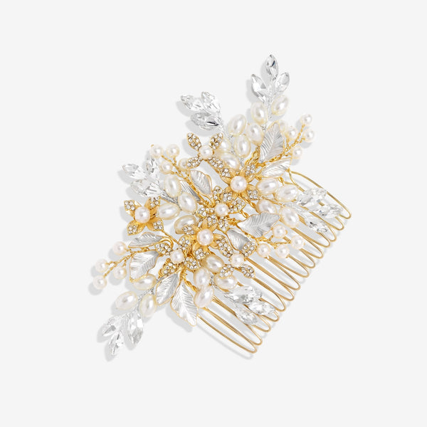 Jon Richard Gold Plated Pearl And Crystal Floral Comb