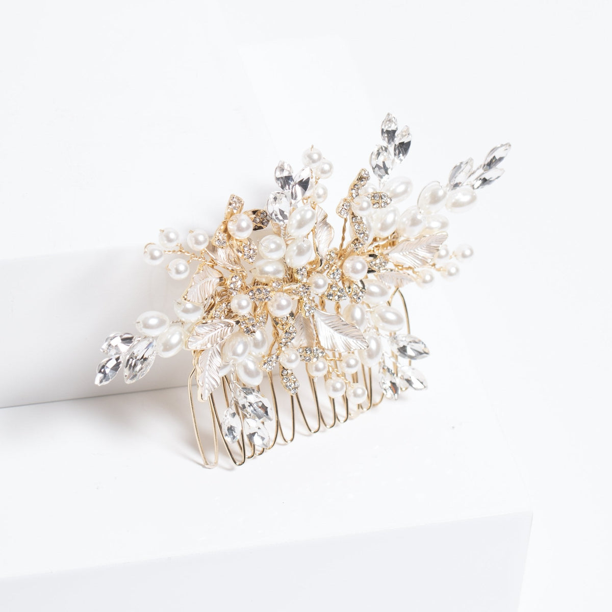 Jon Richard Gold Plated Pearl And Crystal Floral Comb