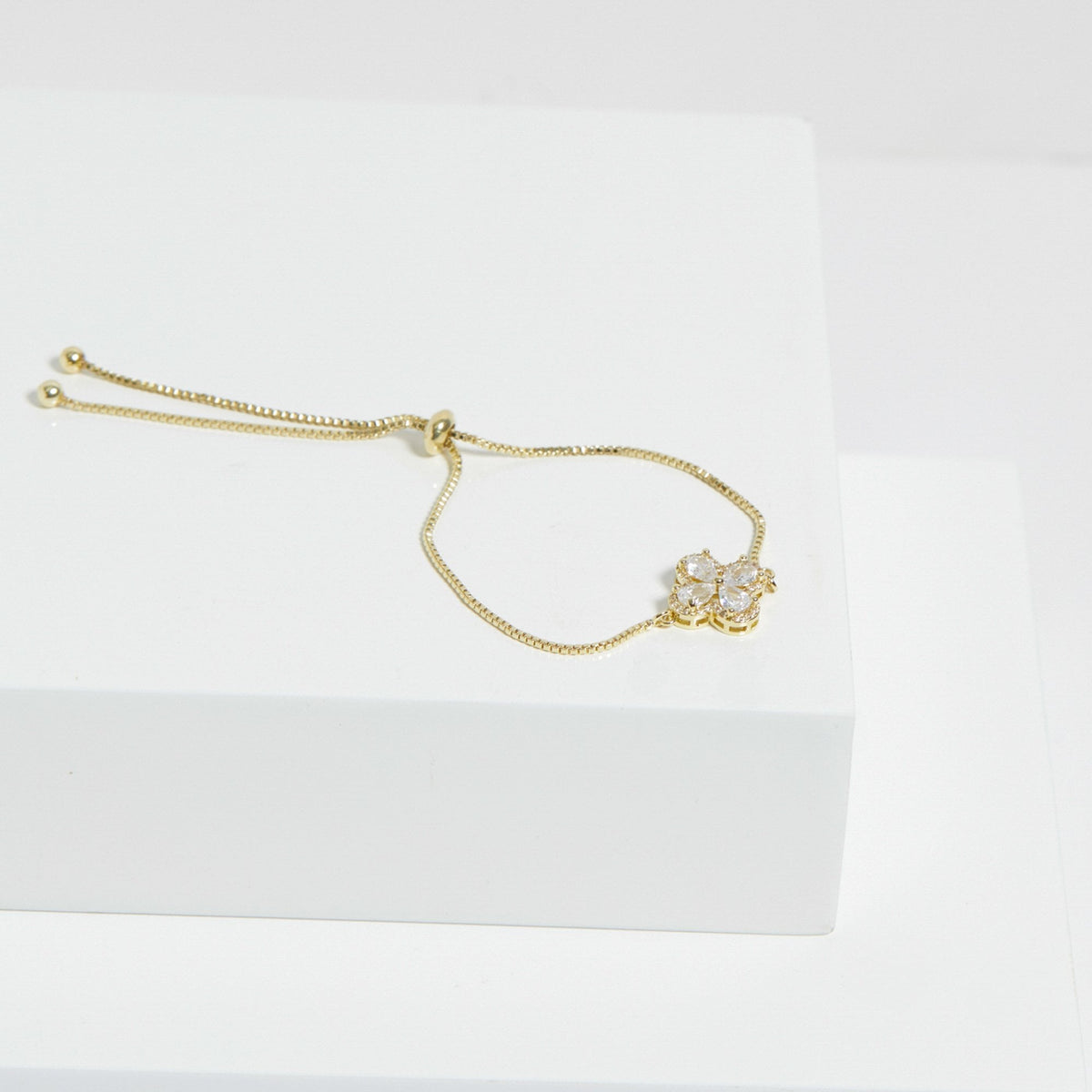 Jon Richard Gold Plated Cubic Zirconia Clover Toggle Bracelet - Gift Boxed