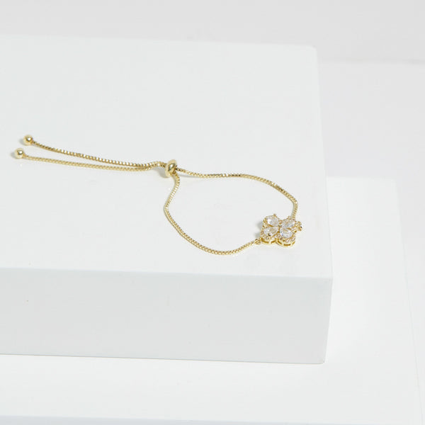 Jon Richard Gold Plated Cubic Zirconia Clover Toggle Bracelet - Gift Boxed