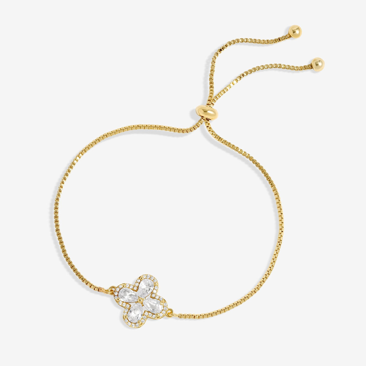 Jon Richard Gold Plated Cubic Zirconia Clover Toggle Bracelet - Gift Boxed
