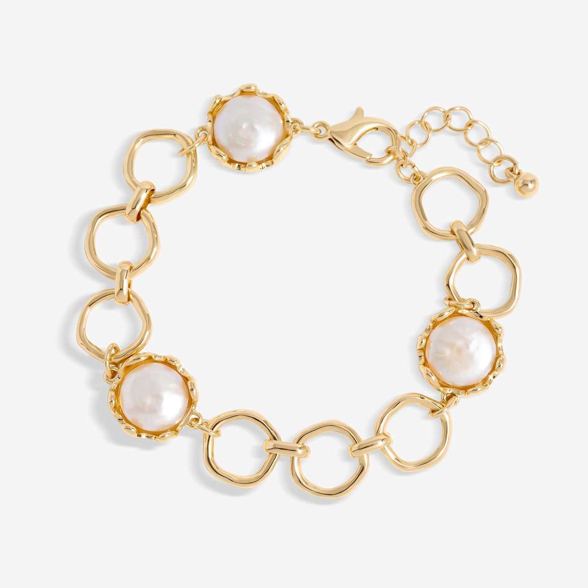 Jon Richard Gold Plated And Baroque Pearl Polished Chain Bracelet