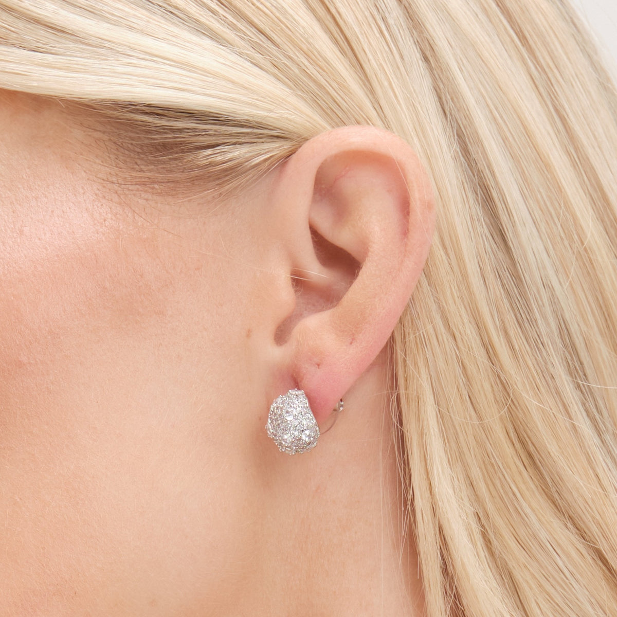 Jon Richard Rhodium Plated Cubic Zirconia Dome Earrings