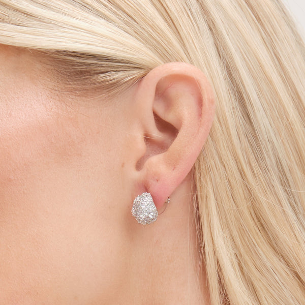 Jon Richard Rhodium Plated Cubic Zirconia Dome Earrings