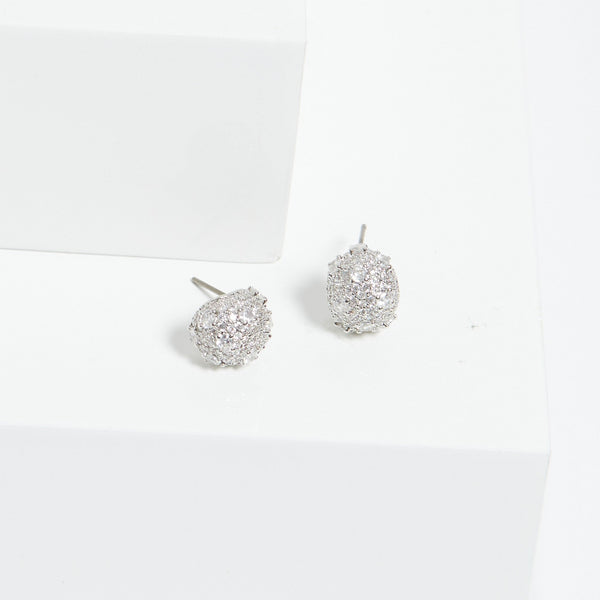 Jon Richard Rhodium Plated Cubic Zirconia Dome Earrings
