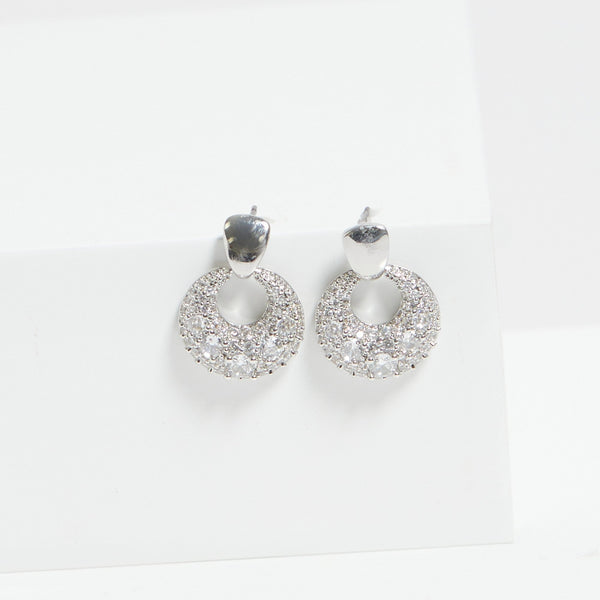 Jon Richard Rhodium Plated Polished And Micro Pave Door Knocker Earrings