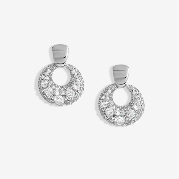Jon Richard Rhodium Plated Polished And Micro Pave Door Knocker Earrings