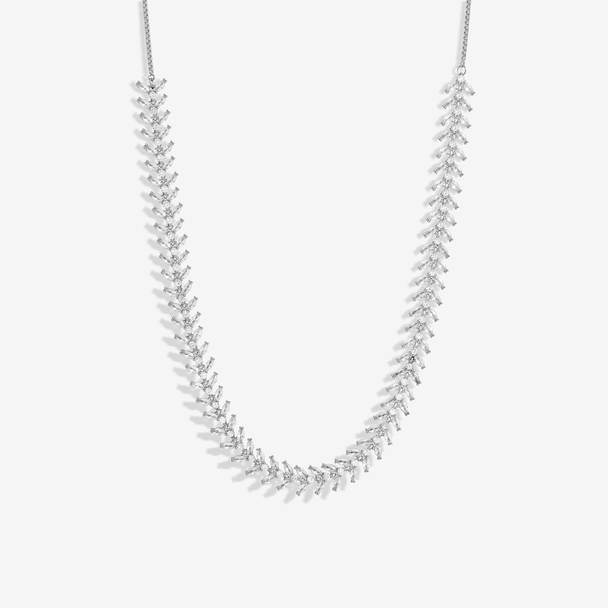 Jon Richard Rhodium Plated Cubic Zirconia Rhodium Plated Leaf Adjustable Toggle Necklace - Gift Boxed