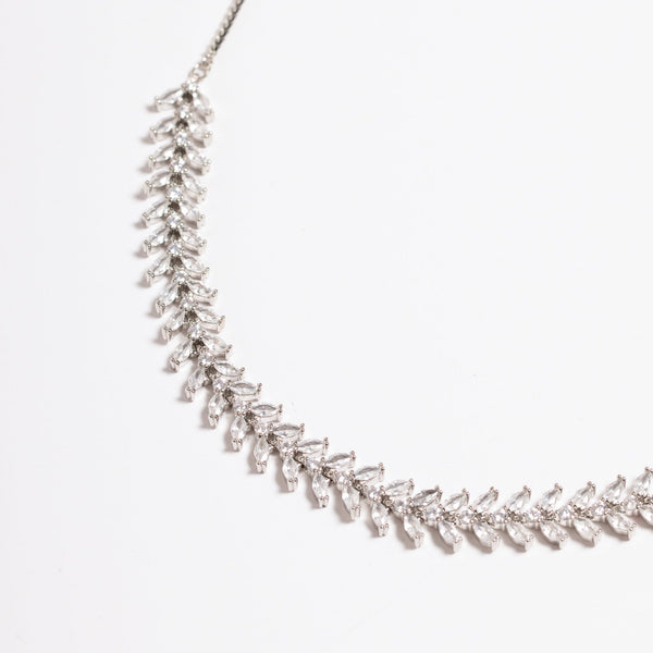 Jon Richard Rhodium Plated Cubic Zirconia Rhodium Plated Leaf Adjustable Toggle Necklace - Gift Boxed