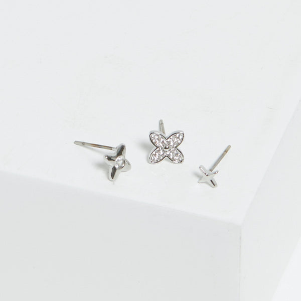 Jon Richard Silver Plated Clover Earrings - Pack Of 3