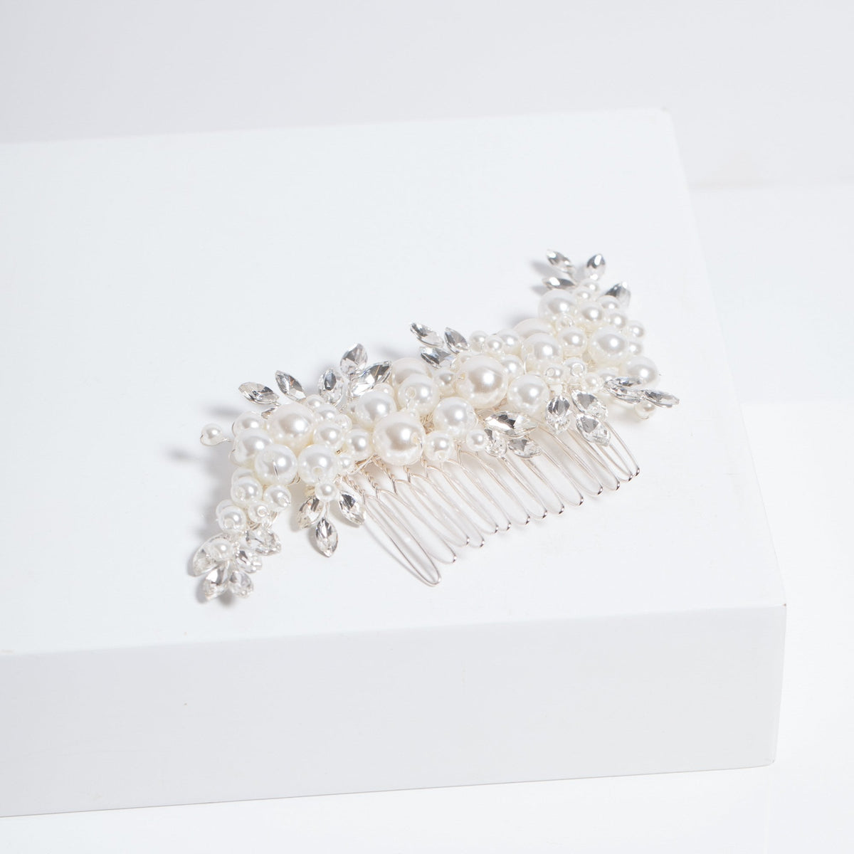 Jon Richard Silver Plated Pearl And Leaf Hair Comb