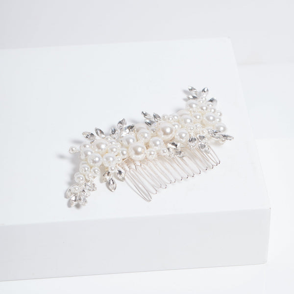 Jon Richard Silver Plated Pearl And Leaf Hair Comb