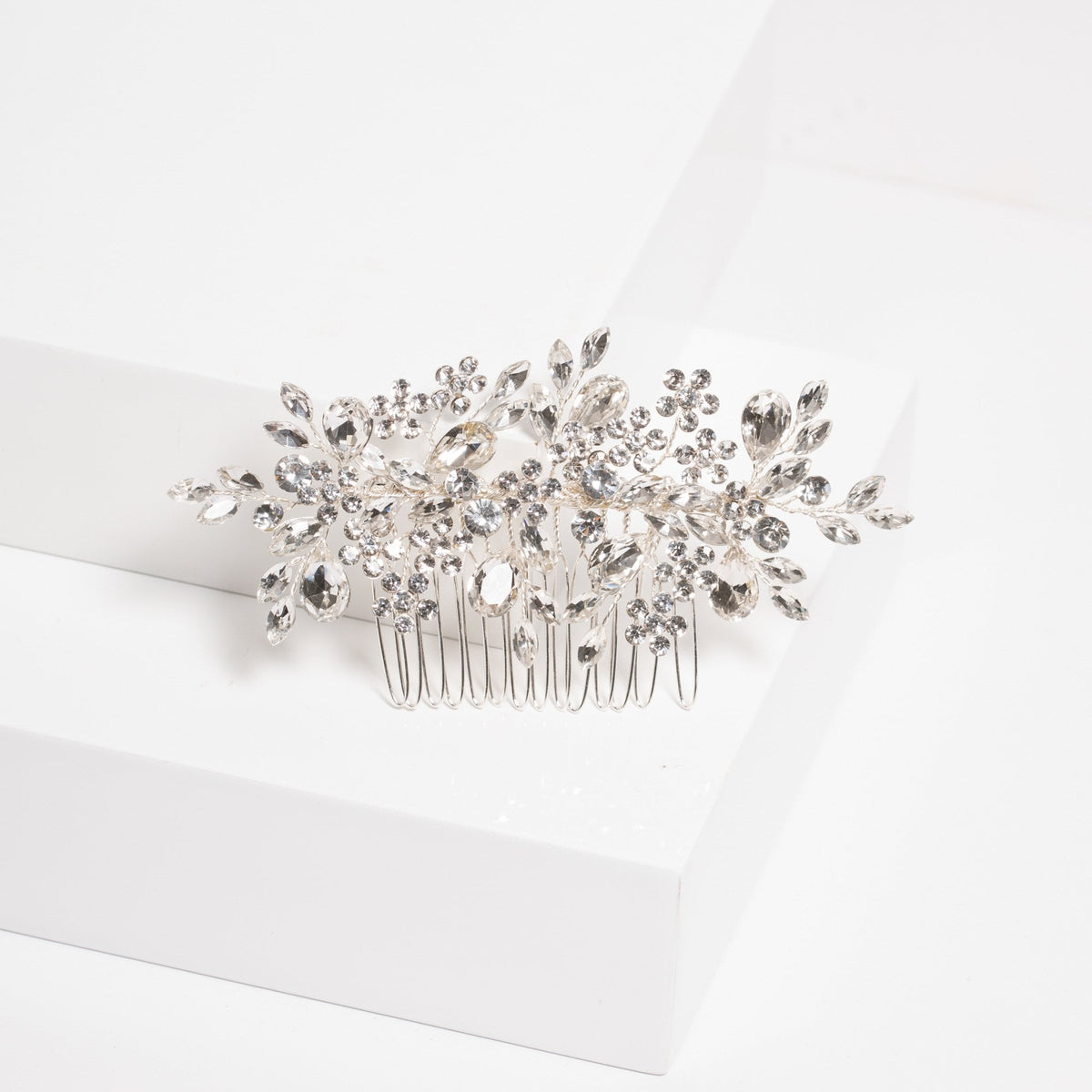 Jon Richard Silver Plated Crystal Floral Hair Comb