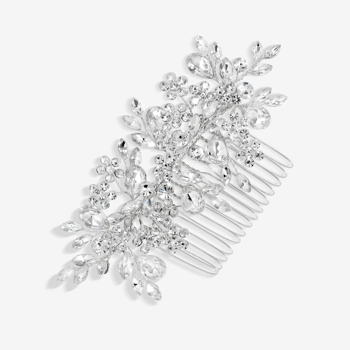 Jon Richard Silver Plated Crystal Floral Hair Comb