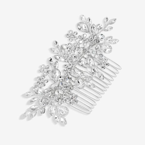 Jon Richard Silver Plated Crystal Floral Hair Comb