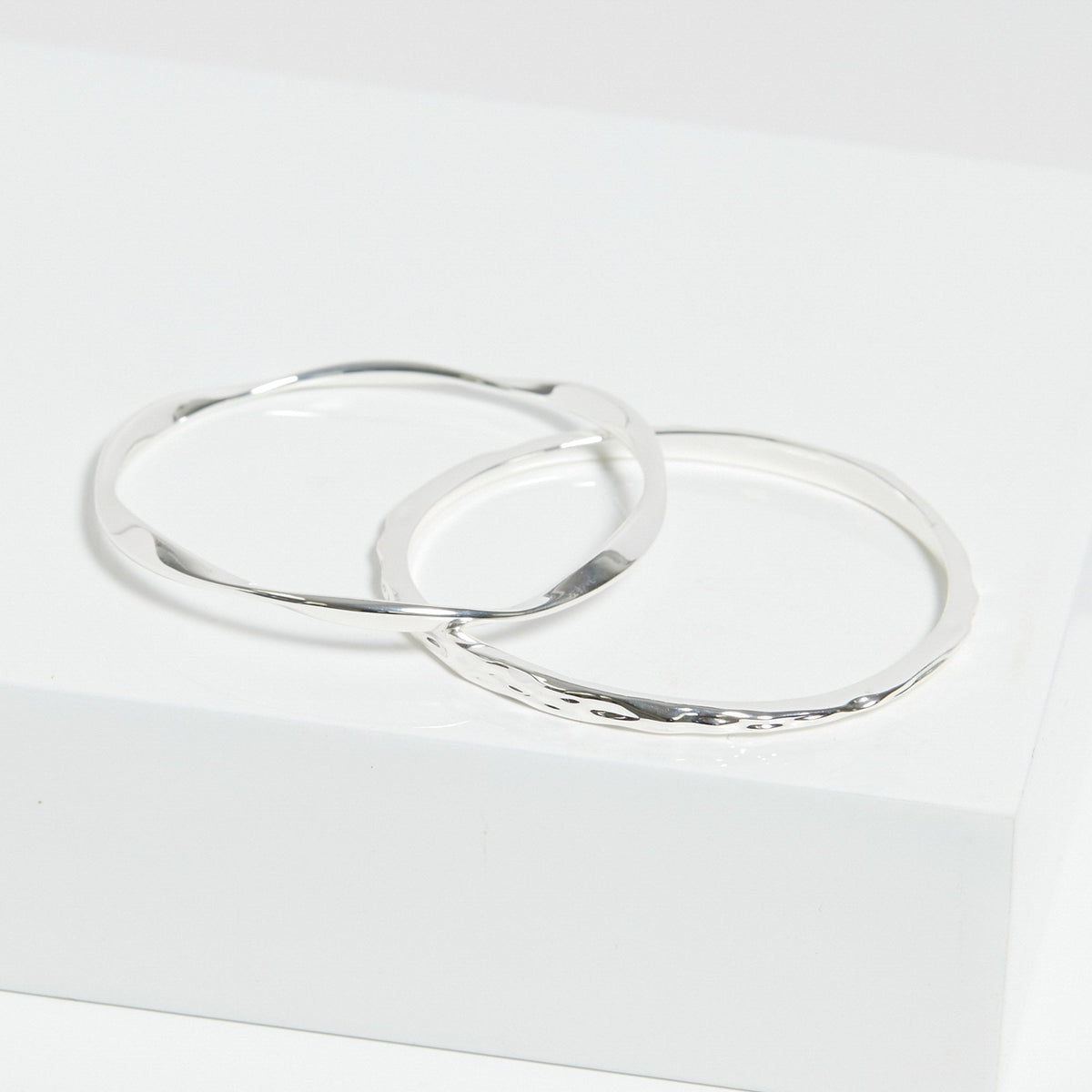 Jon Richard Silver Plated Polished Bangles - Pack Of 2