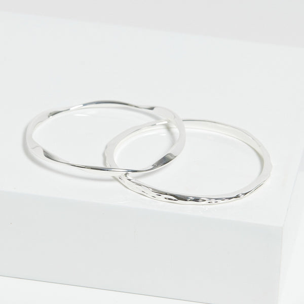 Jon Richard Silver Plated Polished Bangles - Pack Of 2