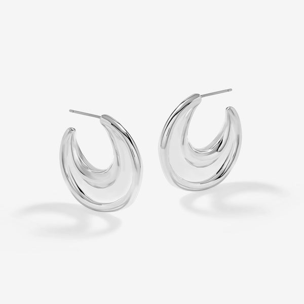Inicio Silver Plated Statement Molten Polished Hoops - Gift Pouch