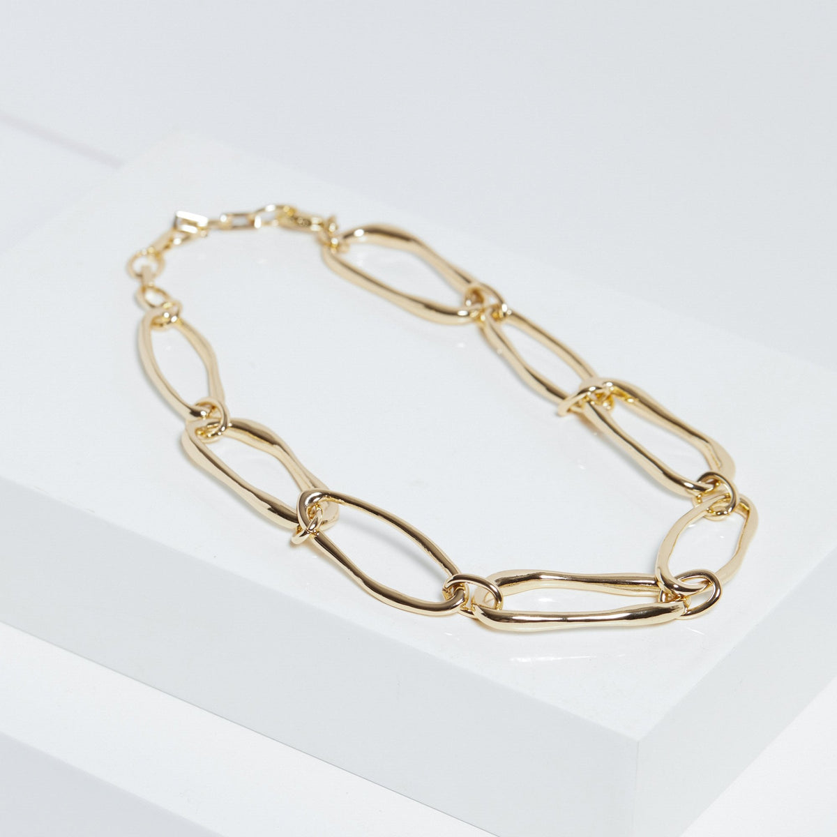 Inicio Gold Plated Polished Link Necklace - Gift Pouch