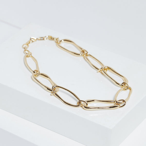 Inicio Gold Plated Polished Link Necklace - Gift Pouch