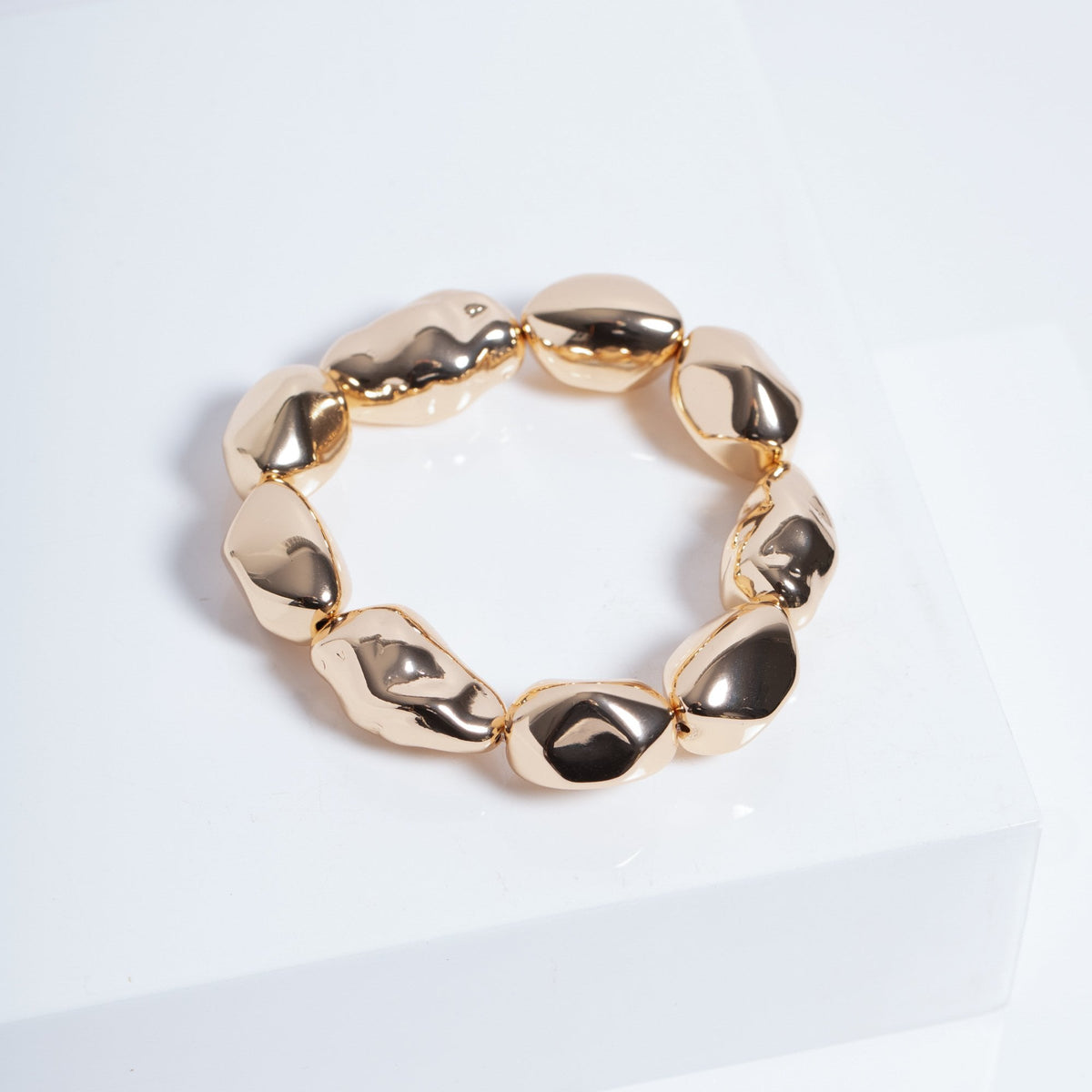 Mood Gold Sculpted Casted Nugget Stretch Bracelet
