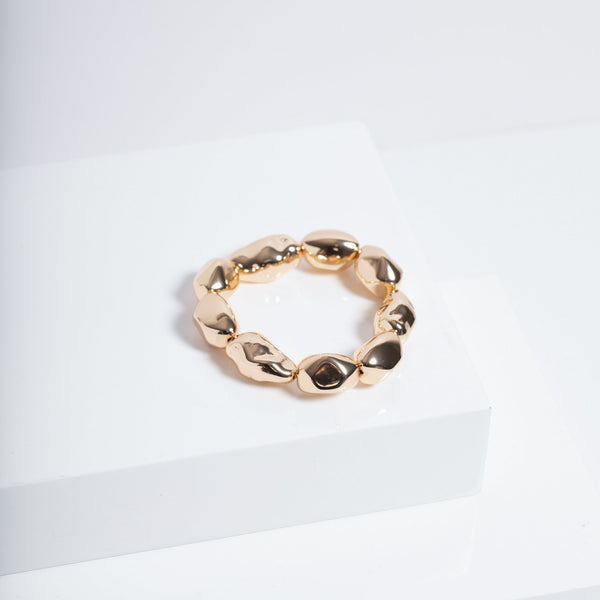 Mood Gold Sculpted Casted Nugget Stretch Bracelet