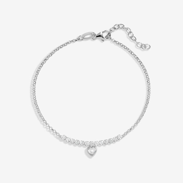 Simply Silver Sterling Silver 925 Cubic Zirconia Mini Tennis Heart Bracelet