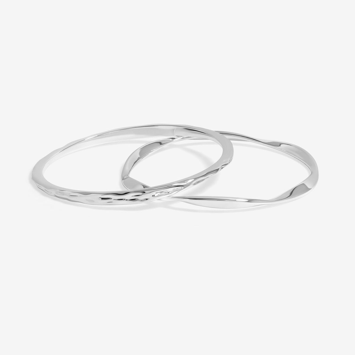 Jon Richard Silver Plated Polished Bangles - Pack Of 2