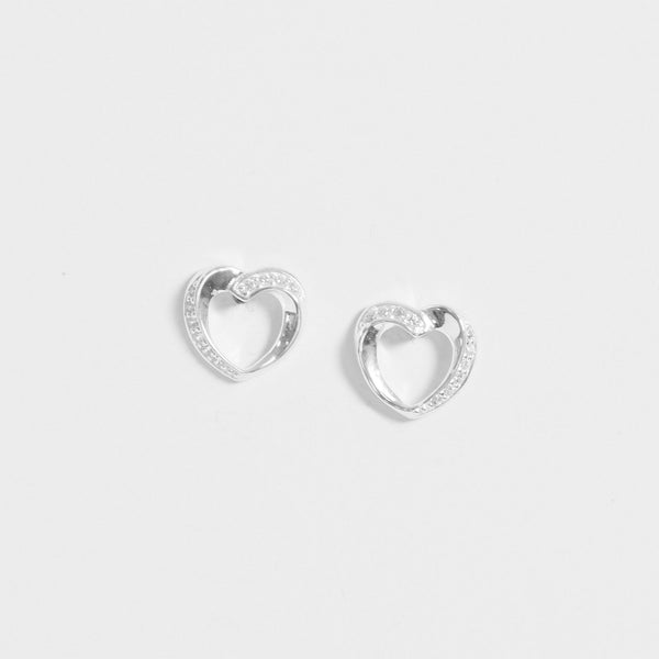 Simply Silver Sterling Silver 925 Cubic Zirconia Twisted Heart stud Earrings