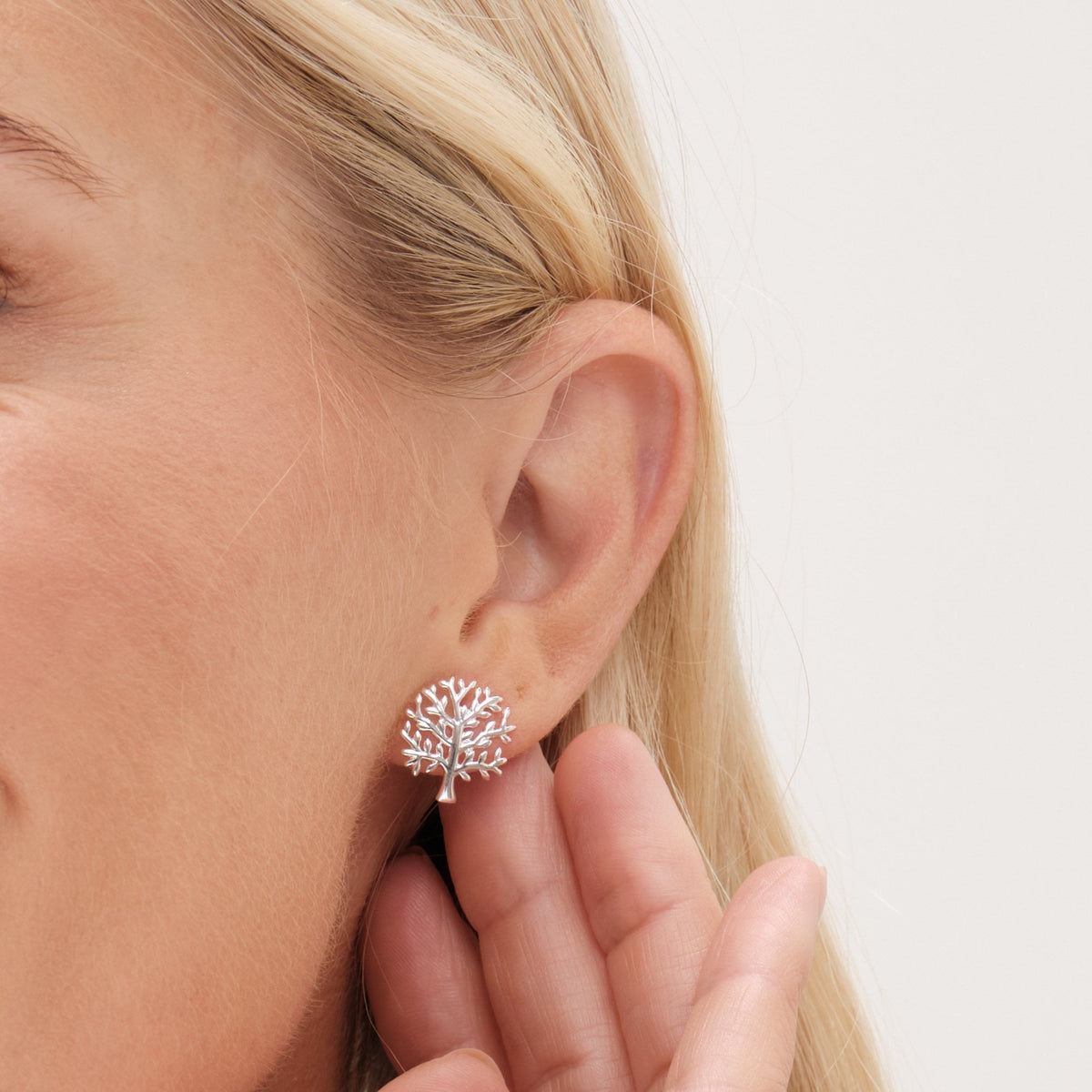 Simply Silver Sterling Silver 925 Polished Meaningful Tree Stud Earrings