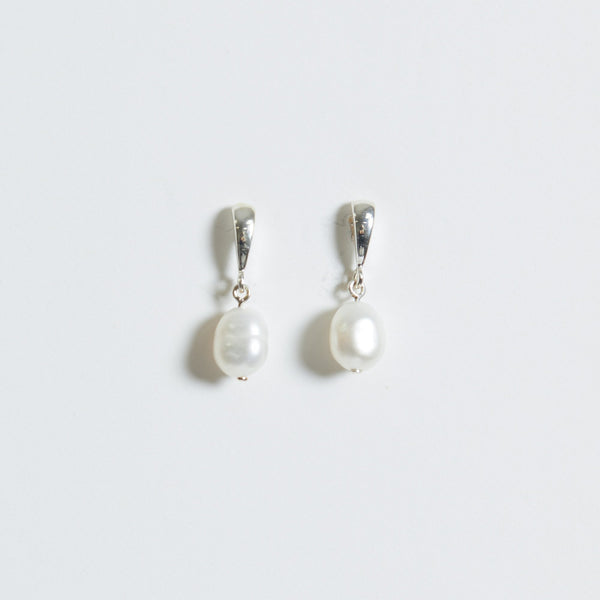 Simply Silver Sterling Silver 925 Polished and Pearl Drop Stud Earrings