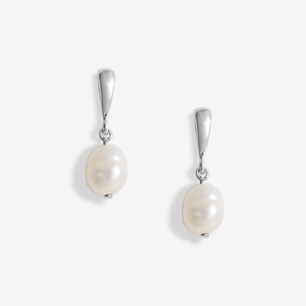 Simply Silver Sterling Silver 925 Polished and Pearl Drop Stud Earrings