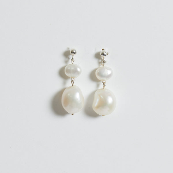 Simply Silver Sterling Silver 925 Fresh Water Pearl Double drop Earrings